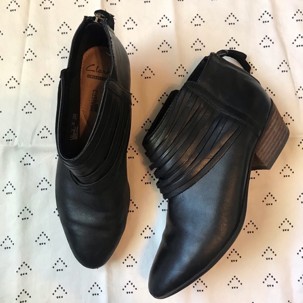 Women’s Clark Black Leather Booties